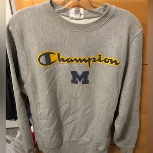 Champion Gray Crewneck Sweater with Yellow Logo